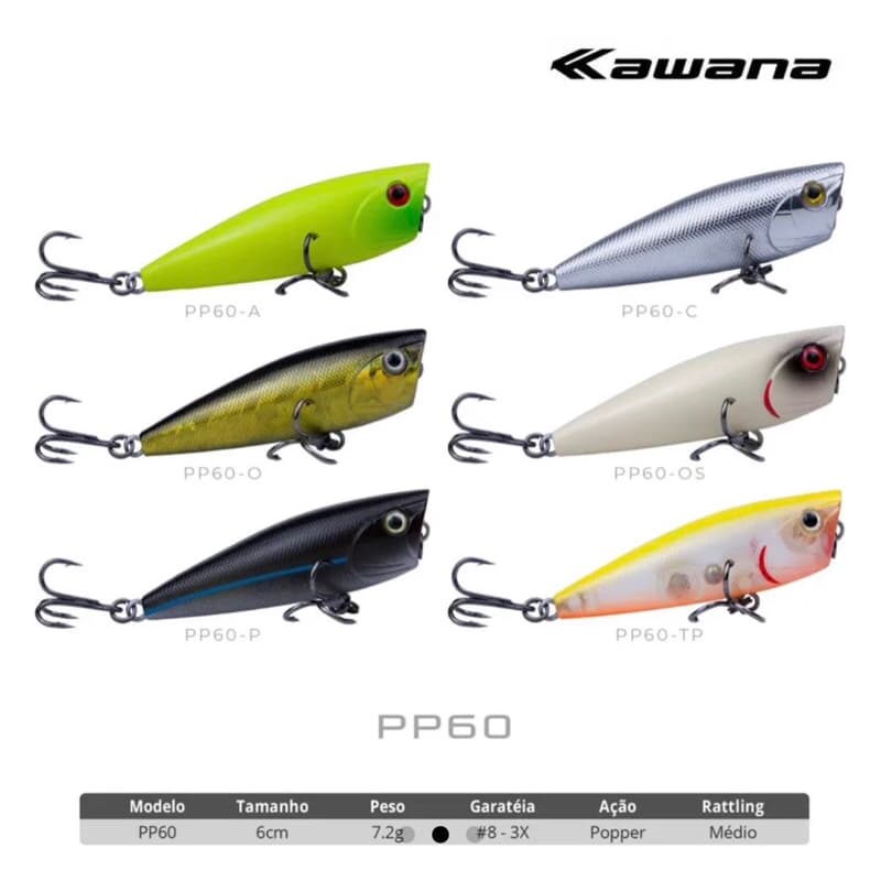 ISCA ARTIFICIAL SUPERFÍCIE POPPER PP60 - 6CM. 7G. ORIGINAL KAWANA