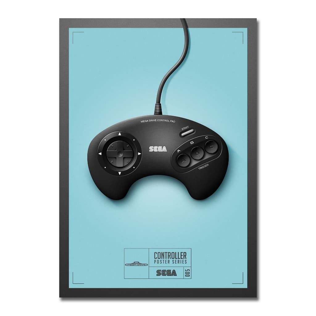 Quadro Placa Decorativa Gamer Controle Sega Mega Drive Vídeo Game Console