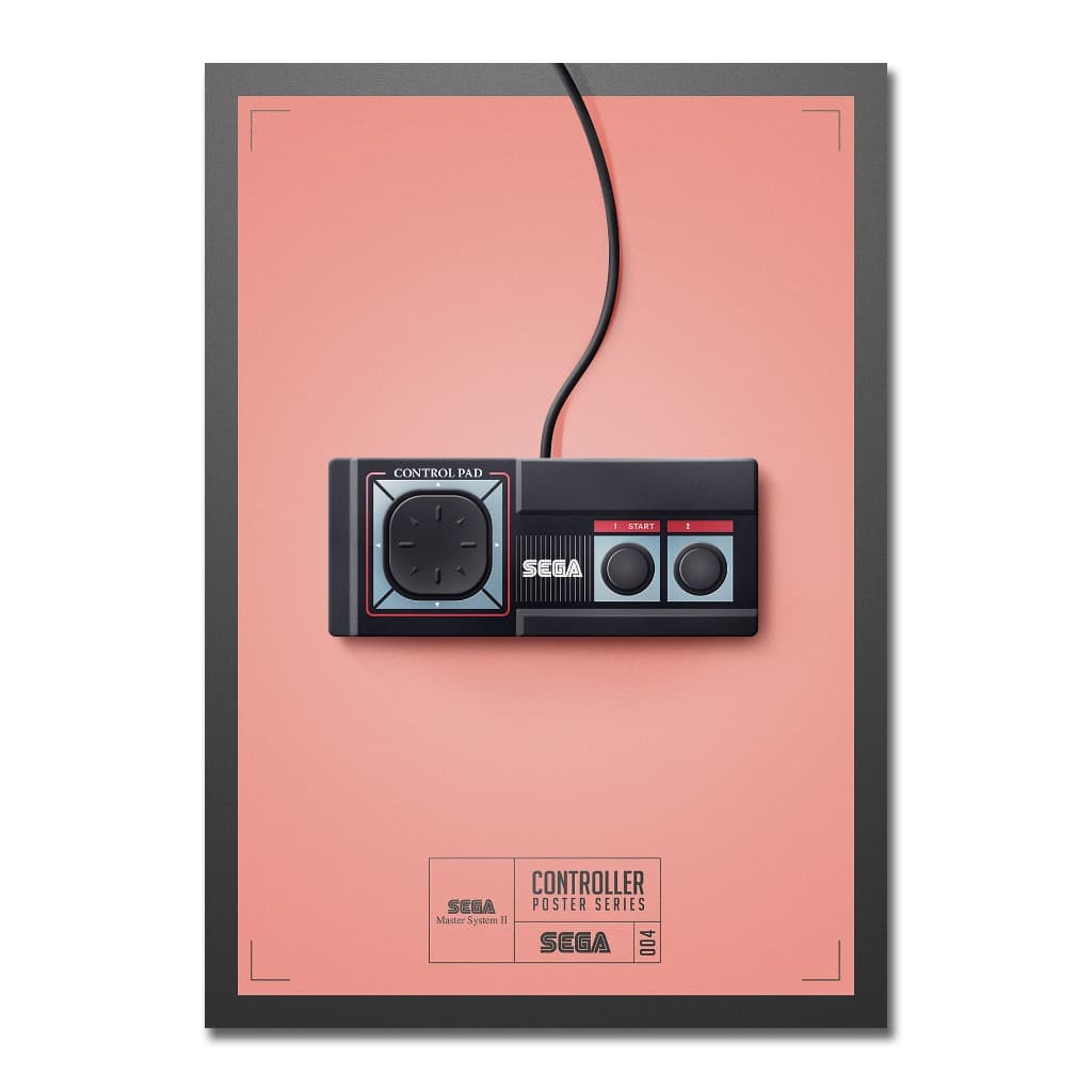 Quadro Placa Decorativa Gamer Controle Sega Master System 2 Vídeo Game Console