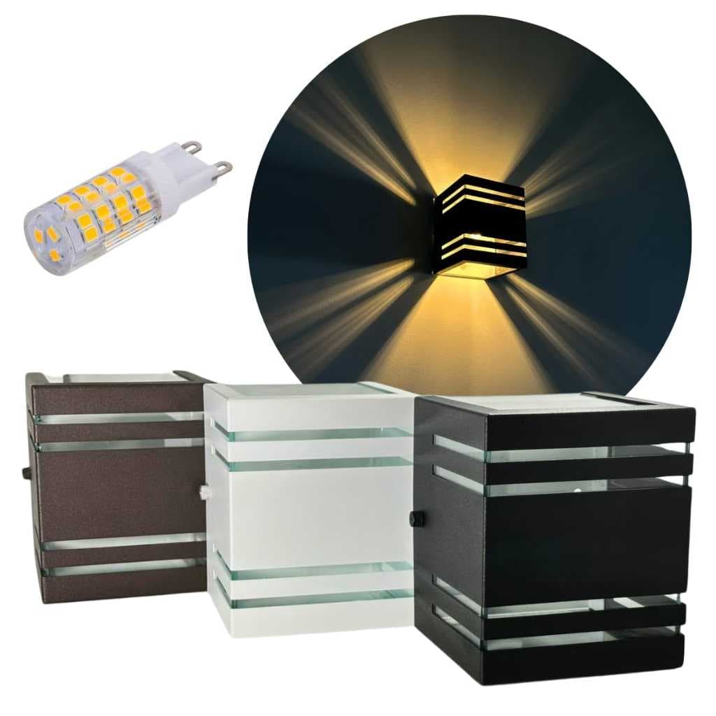 Arandela Externa 2 Focos 4 Frisos Alumínio Parede Muro + Led