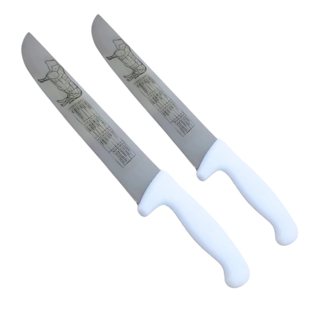 Faca Profissional Cozinha Aço Inox 10 e 8 polegadas Açougue Churrascaria Cortar Carne