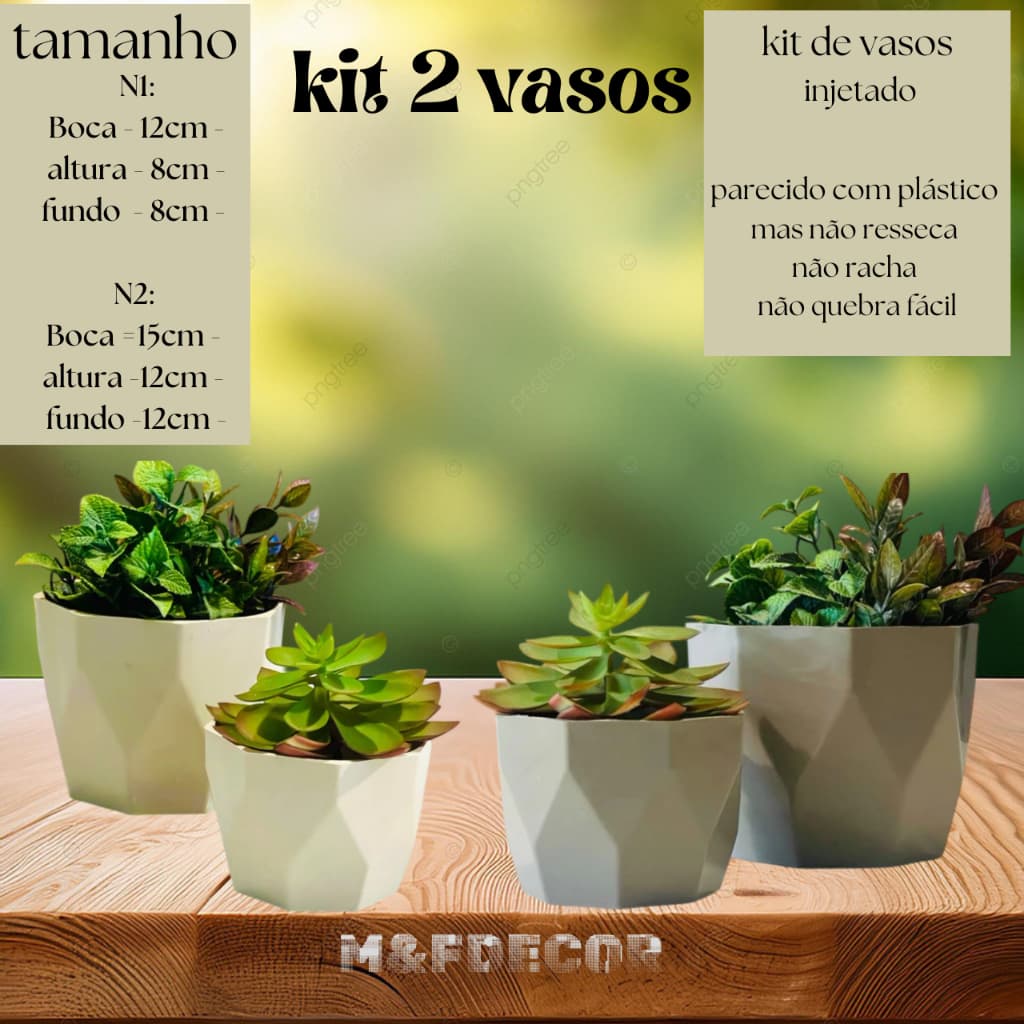 kit 2 Vasos cachepô para plantas decorativos red. diamante n1 e n2 estilo fibra de vidro