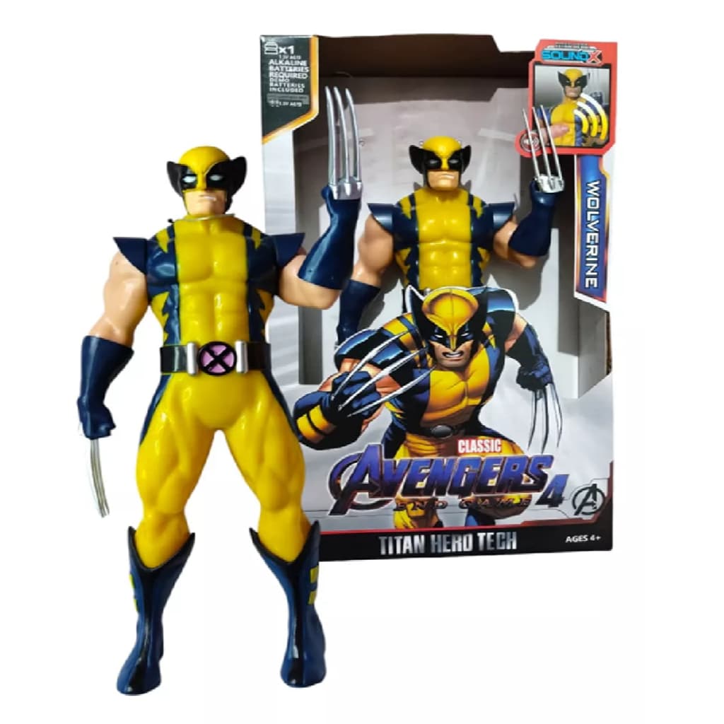 Boneco Brinquedo Wolverine X-men Articulado Som Luz 30 cm