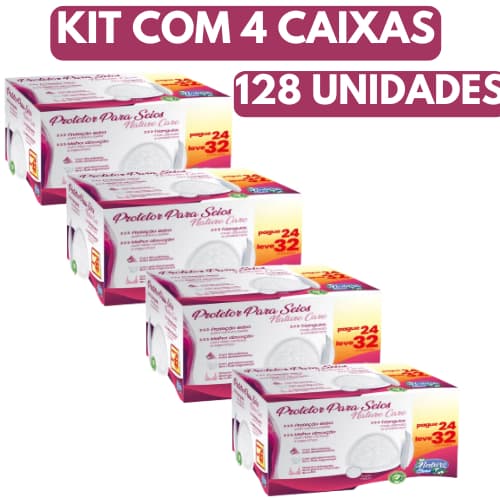 Kit 4 Caixas Absorvente Protetor de Seios Nature Care C/128 Uni - Toque Macio