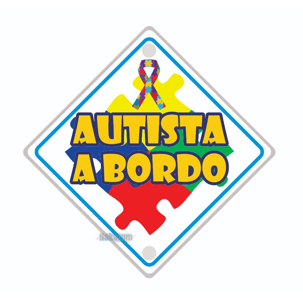 Plaquinha para Carro Aviso Autista a Bordo Fixado com Ventosa no Vidro parte Interna