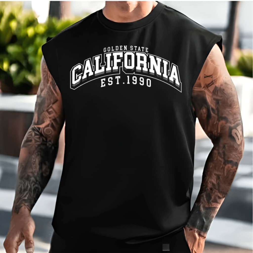 Camiseta Regata Manchão Sem Manga Masculina Gym Academia Treino California Maromba Moda Masculina Algodão