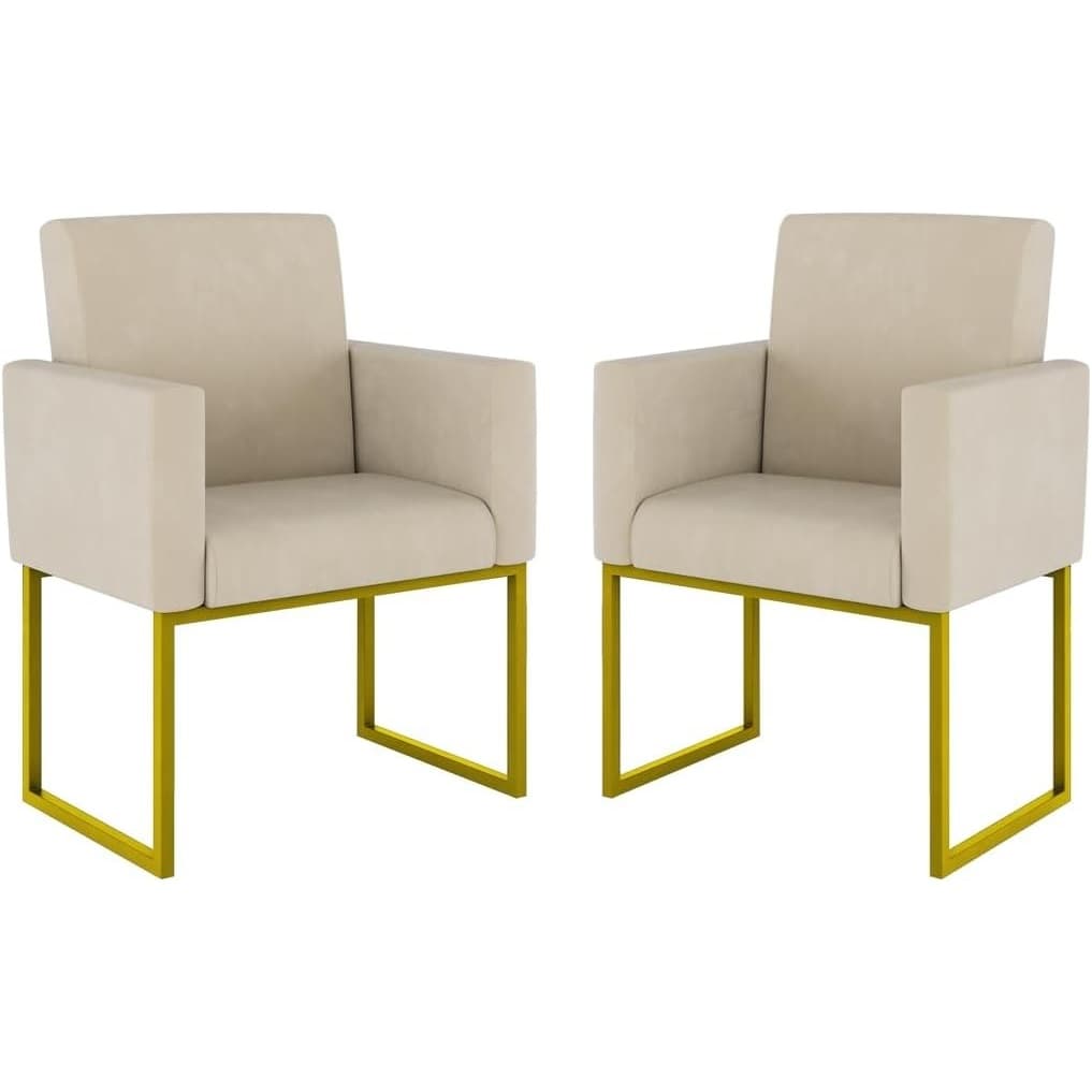 Kit 2 Poltronas Nina Base de Ferro Dourado CORES VARIADAS