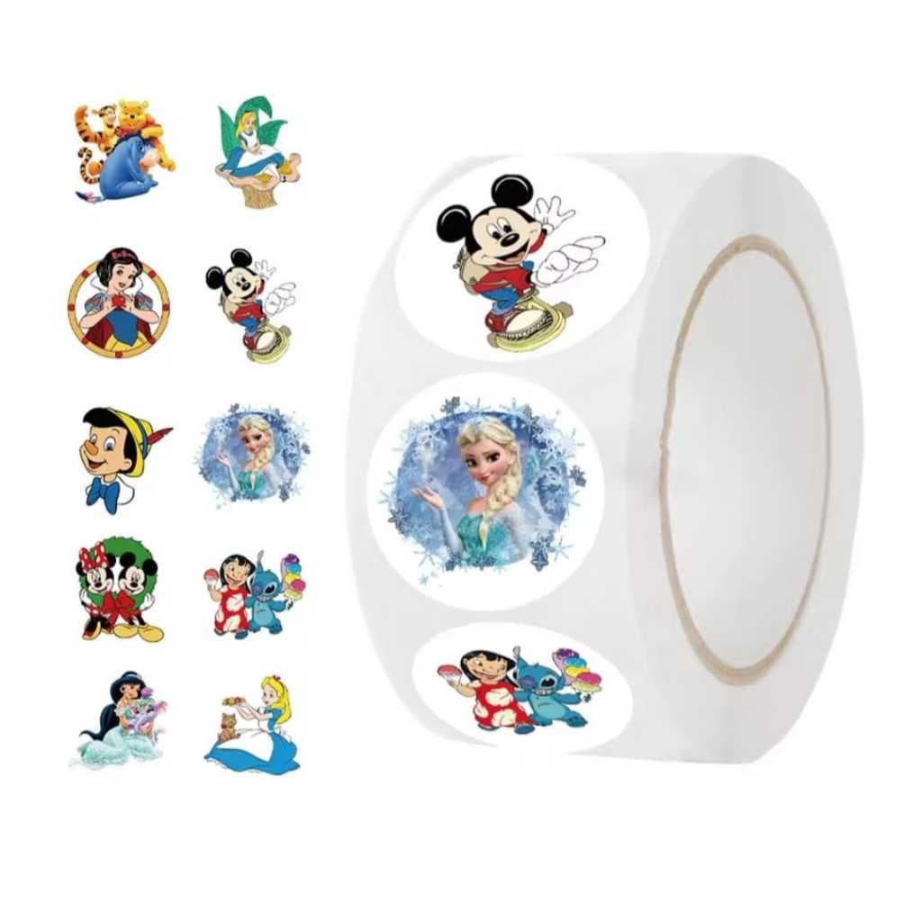 Rolo 500 adesivo Cartoon Mickey Mouse Princesa Pooh