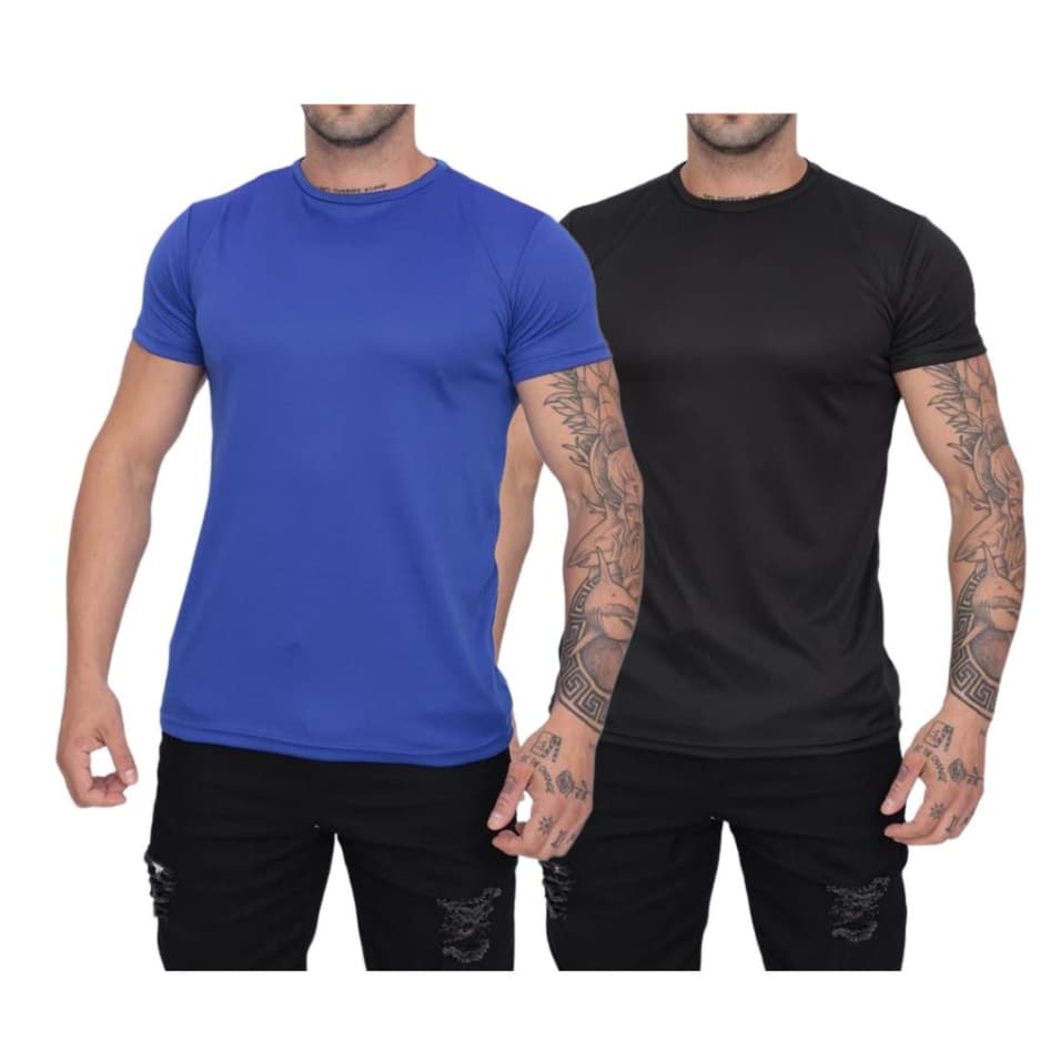 Kit 2 Camiseta Masculina Dry Fit Proteção Solar UV50 Térmica Anti Suor Academia Treino