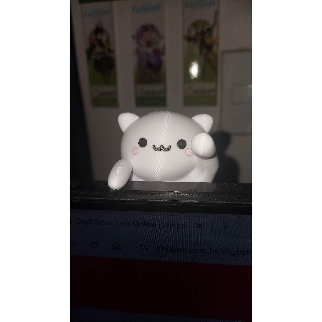 Enfeite para Monitor Gatinho Setup Gamer Gatos Várias Cores Decoração Presente
