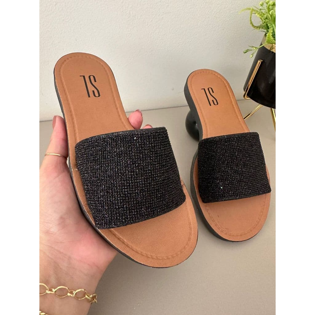 Rasteirinha Chinelo Slide Feminino Sandalia com Brilho