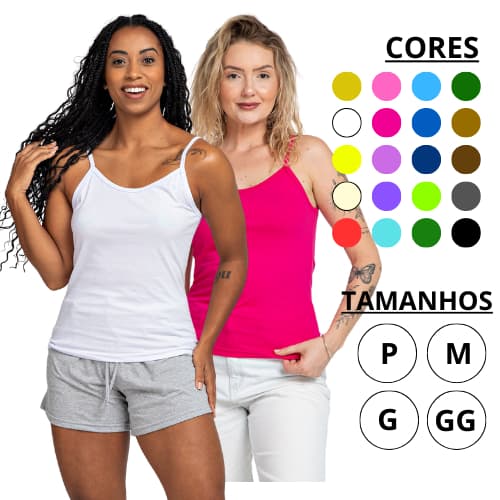 Regata Alcinha Feminina Algodão Várias Cores