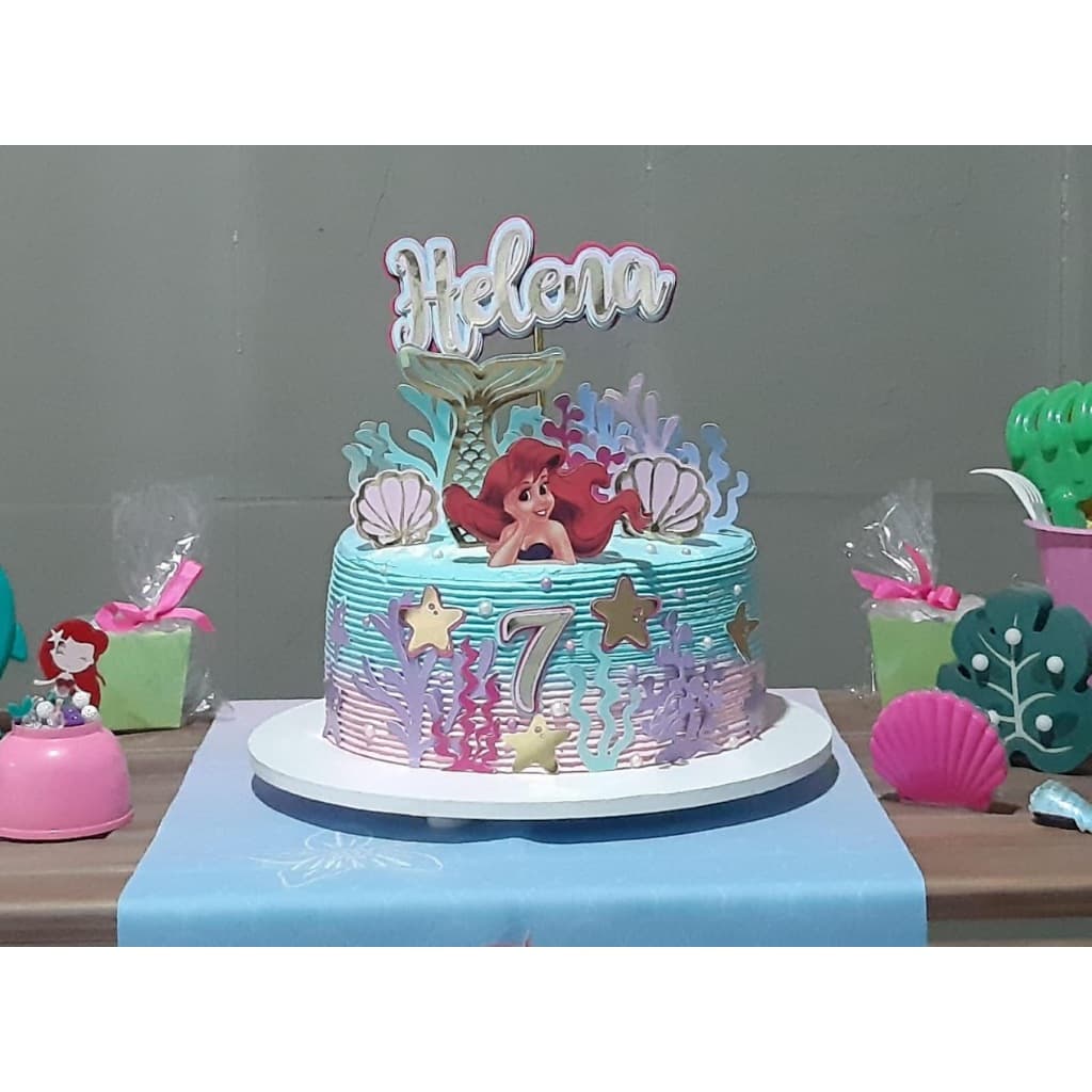 Topo de bolo personalizado Sereia 3D/ topper/ aniversário/ festas / topo 3d/ topo de bolo