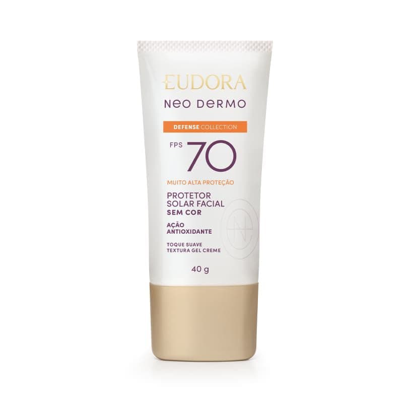 Eudora Protetor Solar Facial Sem Cor Neo Dermo Defense Collection FPS 70 40ml