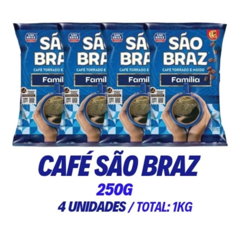 Kit 4 unidades Café São Braz   + 4 Unidades Santa Clara Extra Forte Almofada 250g