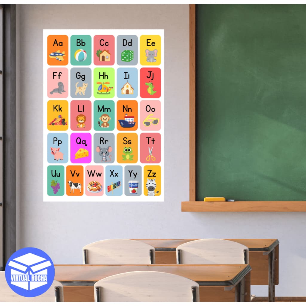 Quadro Decorativo Sala De Aula Escola Infantil Alfabeto Letras MDF