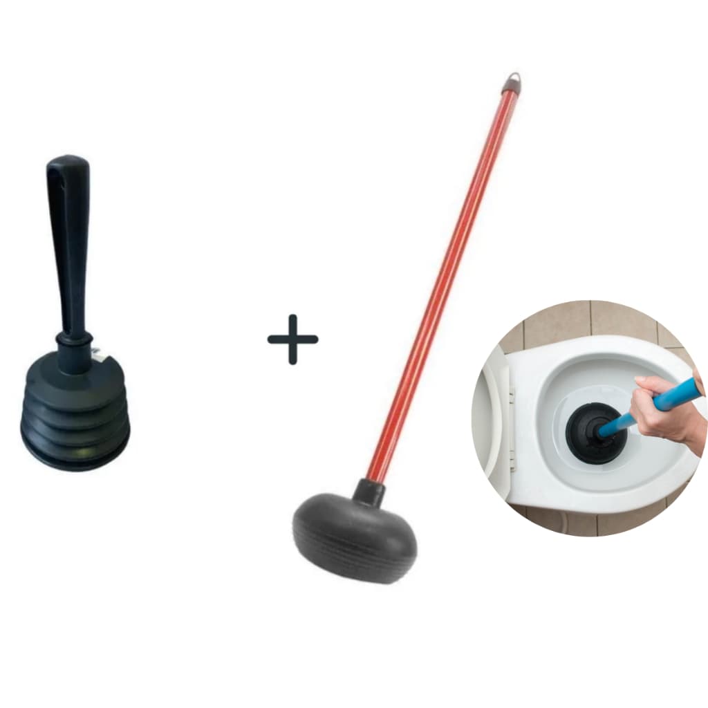 Desentupidor de pia borracha + desentupidor Vaso bola sanitário com cabo madeira casa comercio kit