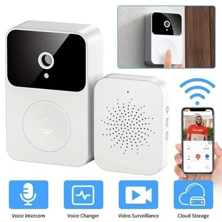 Campainha Câmera Vídeo Porteiro Sem Fio Wi-Fi Inteligente Smart Home Reprodução Celular Recarregável