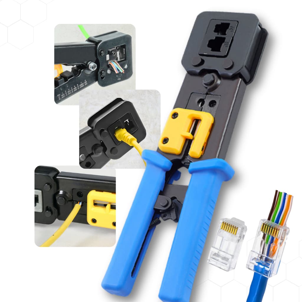 Alicate Crimpador Rj45 Rj12 Rj11 Ethernet Cabo Rede Conector Vazado Crimpar