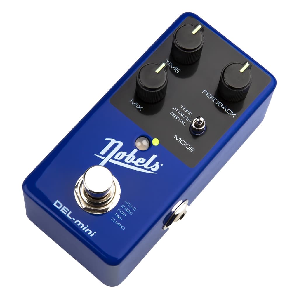 Pedal de retardo estéreo compacto Nobels DEL-mini Pedal de efeito de retardo com três modos de retardo distintos: Fita