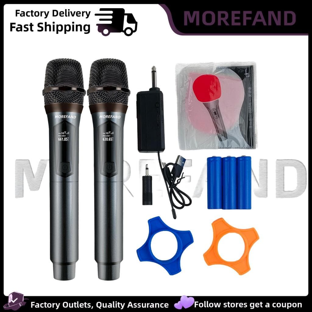 X-108B1-S GRAY Kit 2 Microfones Dinâmico Sem Fio Profissional Recarregável Uhf para Karaokê