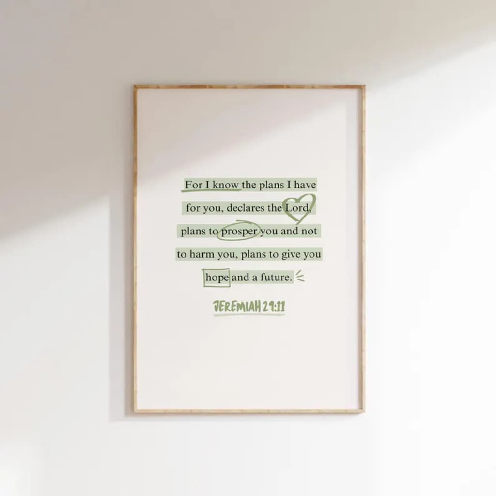 Quadro Decorativo Frase Minimalista Cristao Para Sala, Escritorio e Quarto - Texto Biblico Jeremias