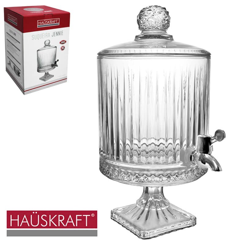 Suqueira De Vidro Para Água Bebida Refresco Com Base JENNIE 4,5l Hauskraft