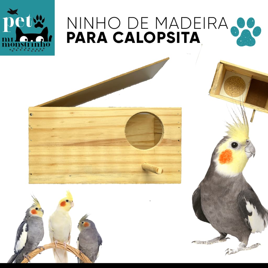 Ninho de Madeira Caixa de Reprodução Abrigo de Pinus para Calopsita