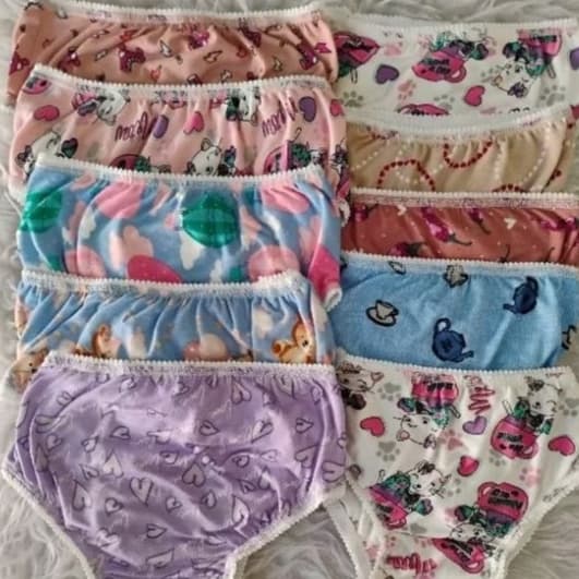 Kit de 20 calcinhas infantil excelente qualidade de algodão sortidas com forro , do P ao GG