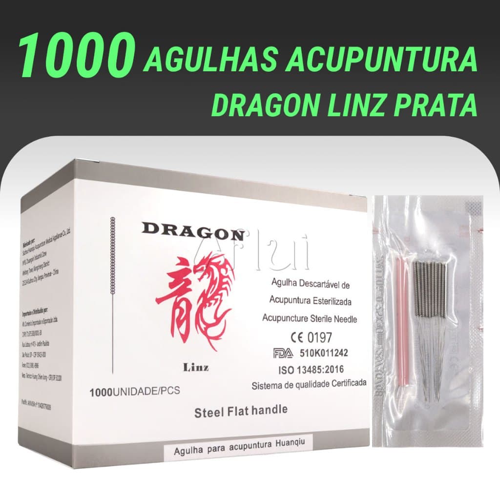 Agulha para Acupuntura 1000 Agulhas Dragon Linz Prata Sistêmica