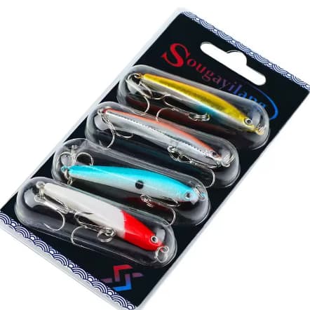 iscas artificiais de pesca Sougayilang, gancho wobbler anti-corrosão,