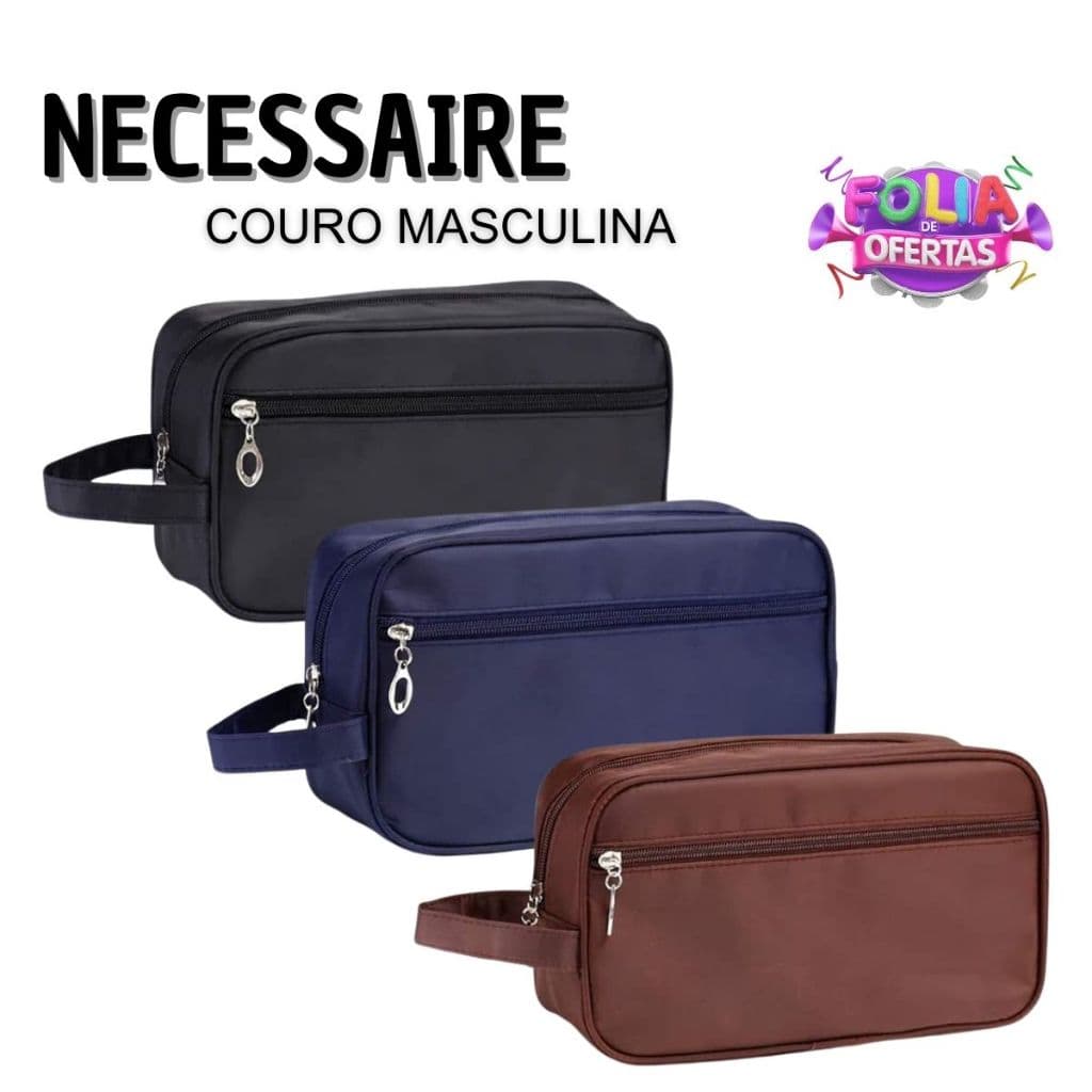 Necessaire Masculina de Couro com Alça Lateral Ideal para Viagem