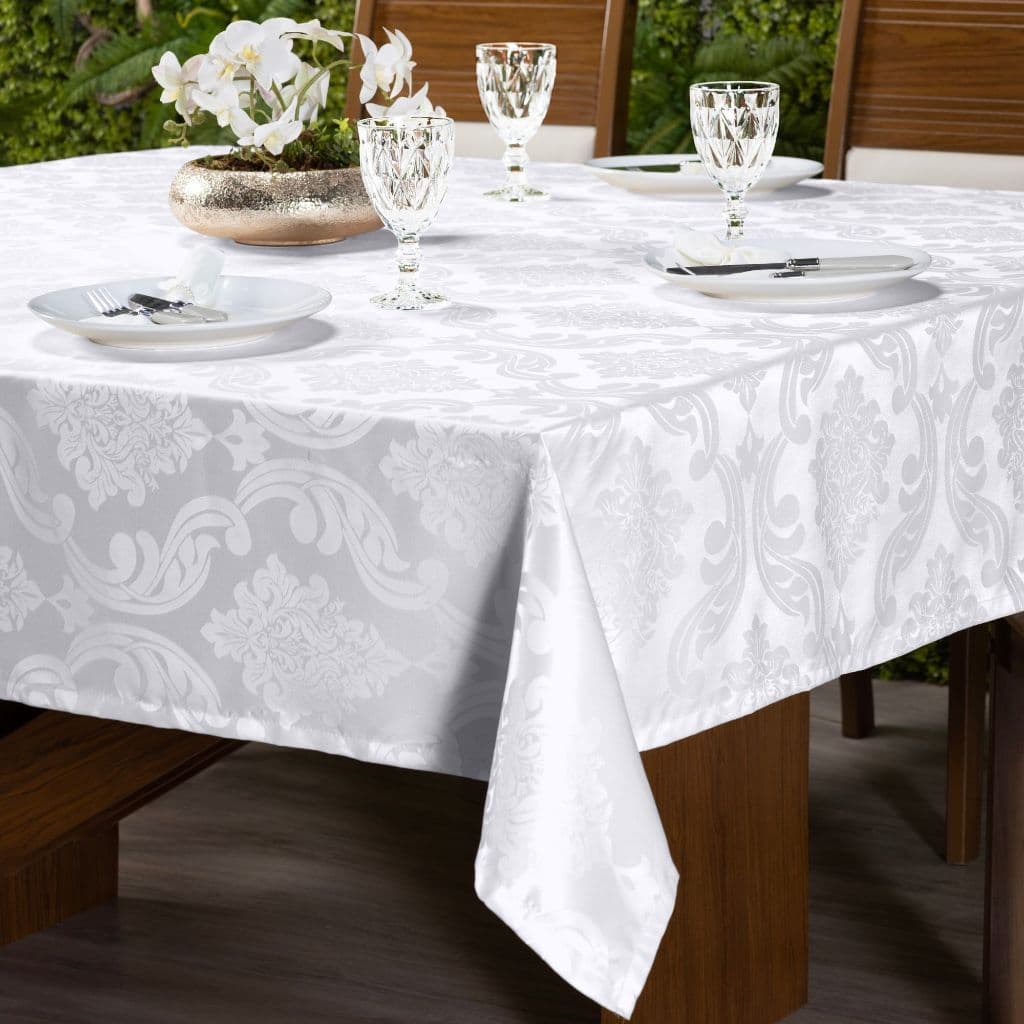 Kit 02 Toalhas De Mesa 6 Lugares Luxo Jacquard Tecido Original Grosso Decoração 2,00m x 1,40m