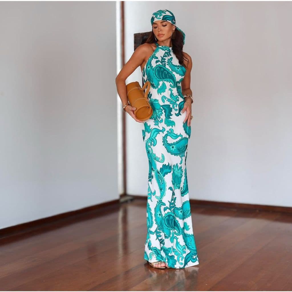 Vestido Feminino Frente Unica Longo Modelo Sereia Elegante Verao
