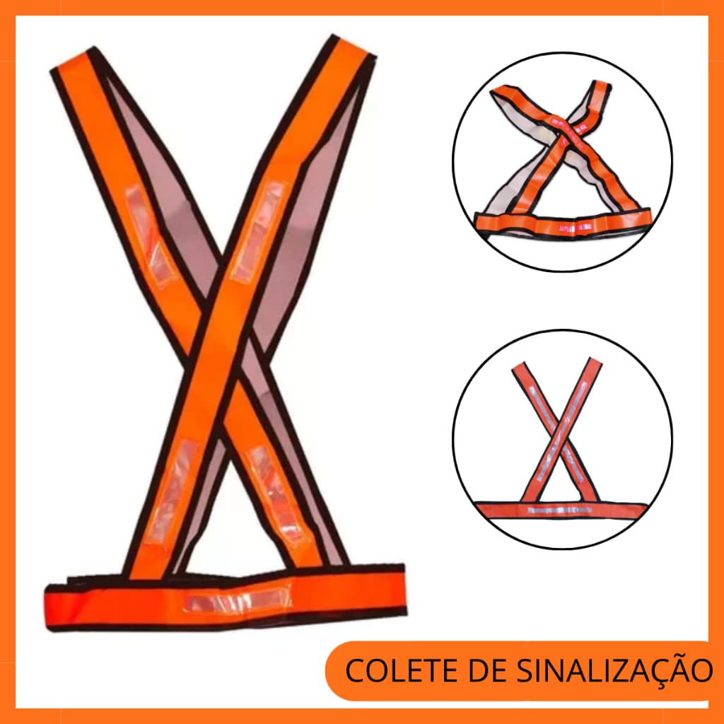 Colete De Sinalização Refletivo Pvc Tipo X Laranja ou Verde