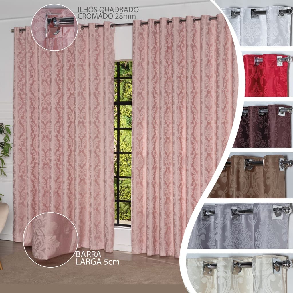 Cortina Jacquard Sala E Quarto 6,00x2,70 Semi Blackout