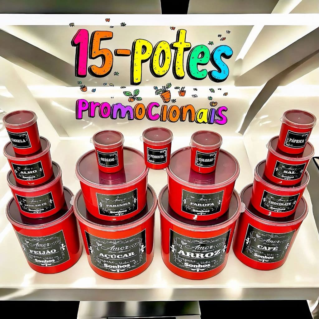 KIT 15 PEÇAS POTES MANTIMENTOS PARA COZINHA