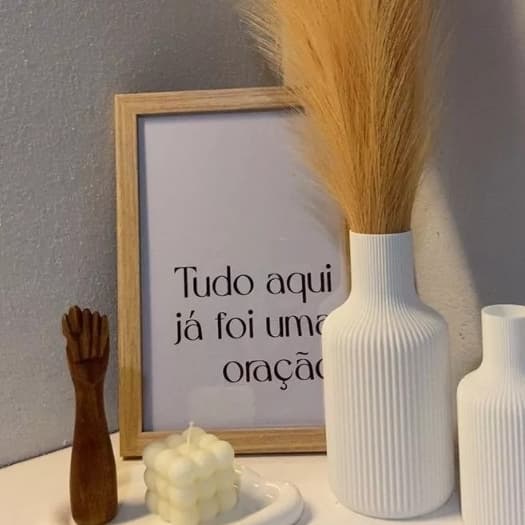 Quadro Decorativo Tudo Aqui Já Foi Uma Oração Minimalista COM VIDRO Moldura Caixa TokQuadros