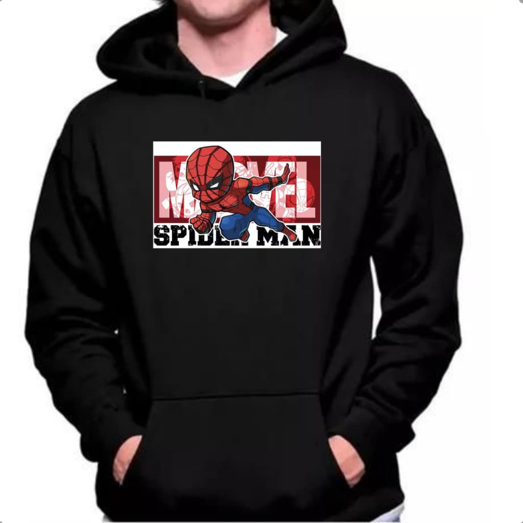 Moletom Marvel Spider Men Blusa de Frio Canguru Com Capuz 100% Algodão