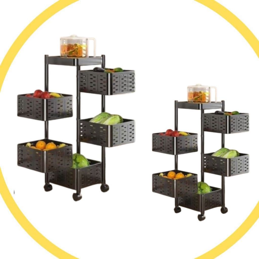 Fruteira Cesto quadrado Multifuncional Organizador Fruteira 5 Andares Empilhavel Com roda - FSH 123