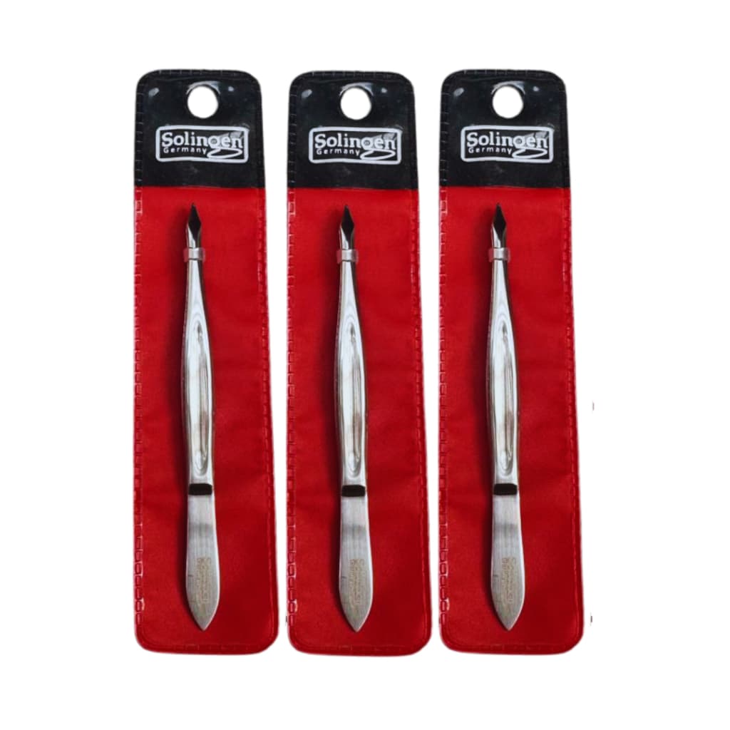Kit 3 Pinça Solingen Ponta Triangular Prata Design Profissional
