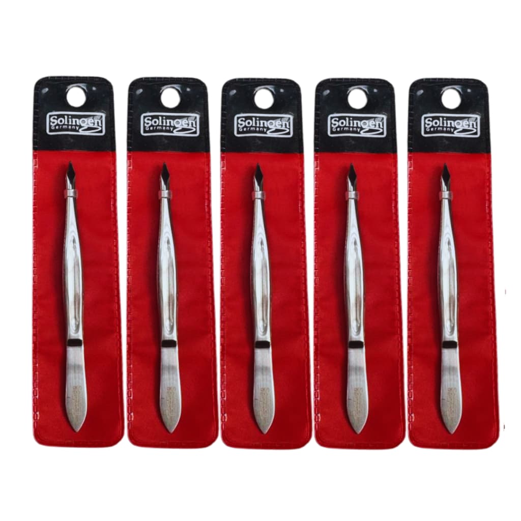 Kit 5 Pinça Solingen Ponta Triangular Prata Design Profissional