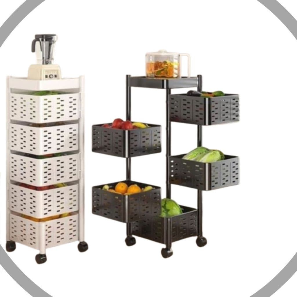 Fruteira Cesto quadrado Multifuncional Organizador Fruteira 5 Andares Empilhavel Com roda - 3XZ STORE