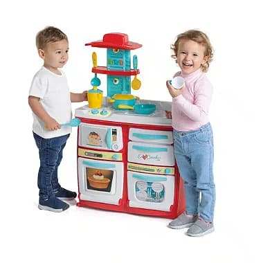 Brinquedo Cozinha Infantil Bella ou Buona Cozinha Sai Agua e Vem C Panelas Microondas C Som Tateti