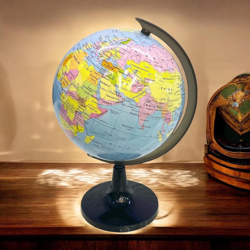 Globo Terrestre Politico 10 OU 14CM Azul Giratório --TOYKO DESIGN