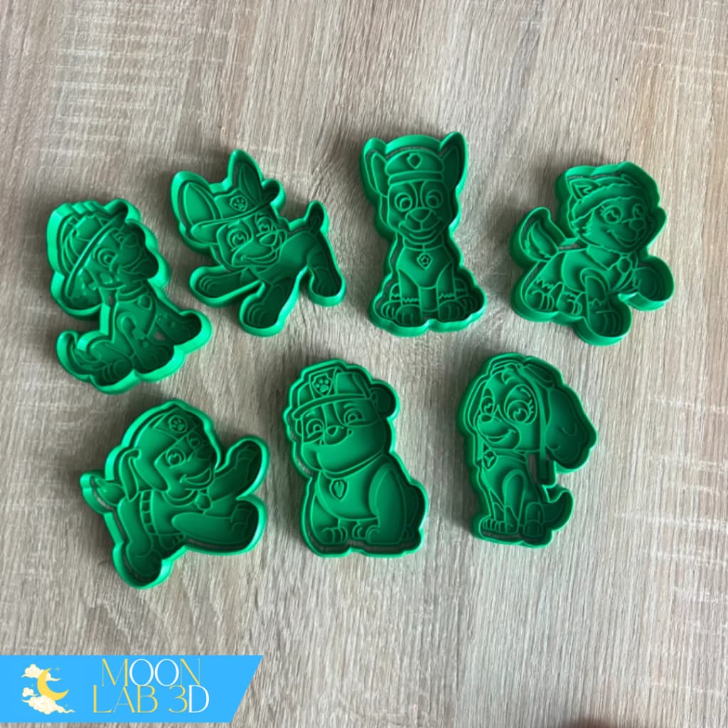 KIT 7 Cortadores de Biscoito PATRULHA CANINA - Para Massas de alimentícias ou Massas de Modelar