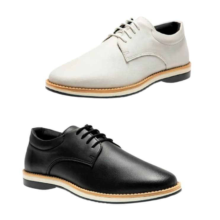 Kit 2 Sapato Social Masculino Oxford Derby Casual Branco & Preto Sapato Casual Improvizzo Elegância