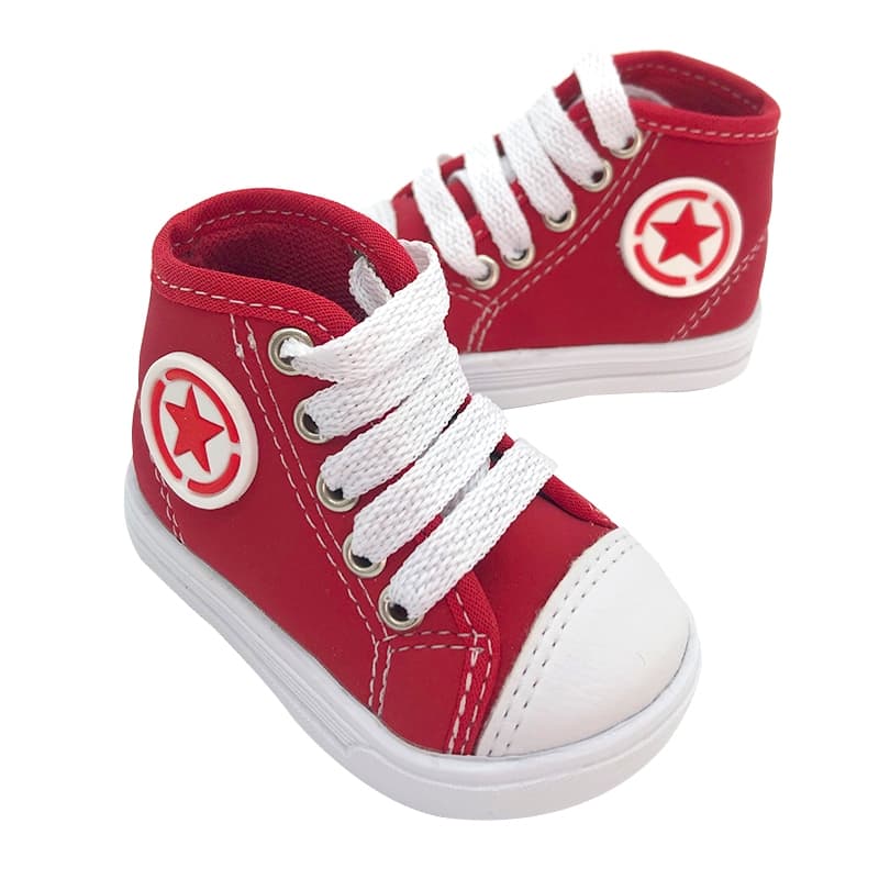 Tenis Bebe Calçados Sapatinhos Infantil Para Bebê Menino Menina Alto Estrela Vermelho