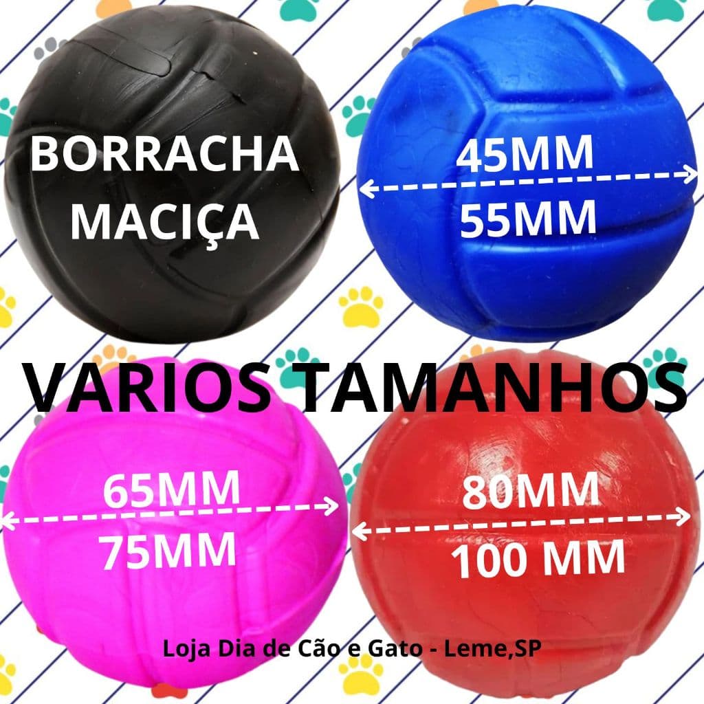 Brinquedo Bola Lisa Maciça Colorida  para Cachorro Cães Pet - Varios Tamanhos