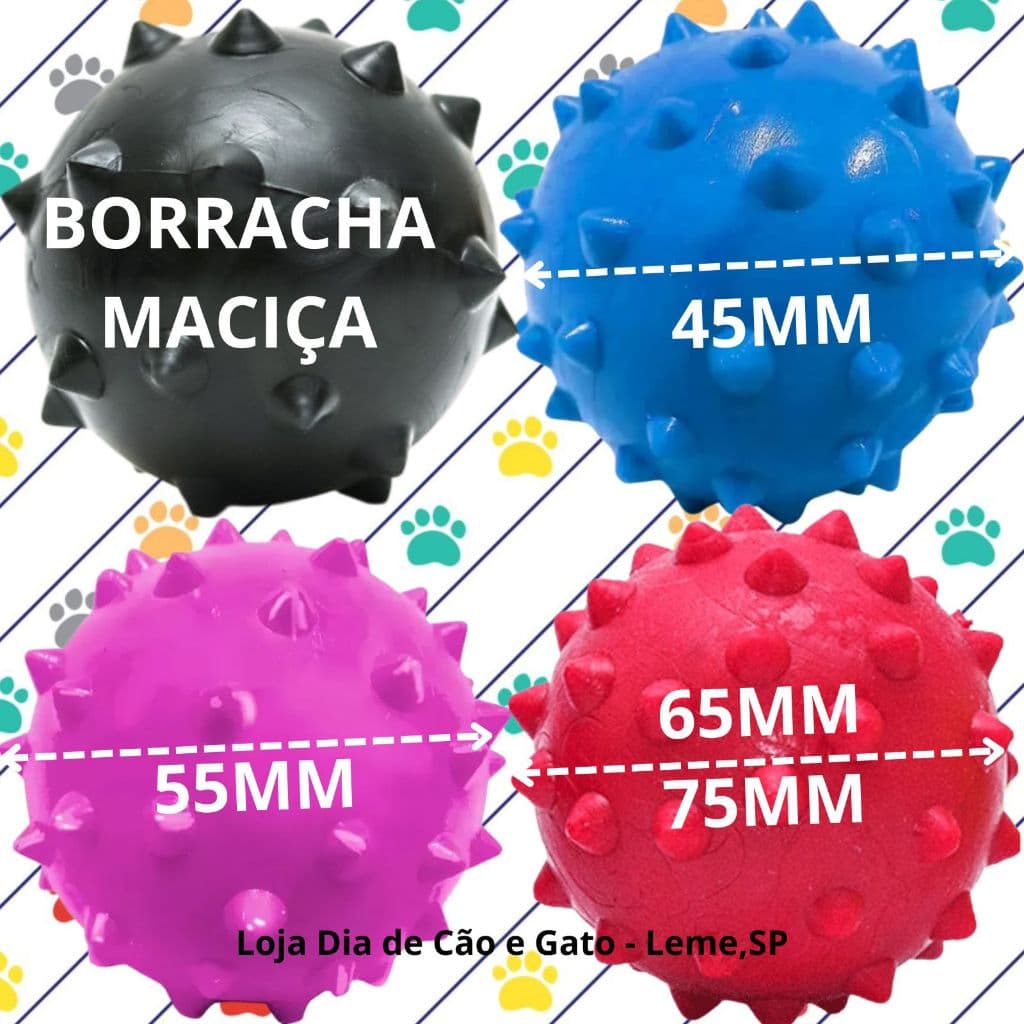 Bola Cravo Maciça Colorida  para Cães Pet - 45mm 55mm 65mm 75mm